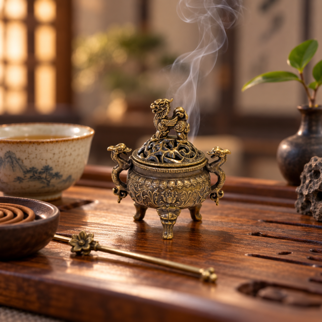 incenso em Queimador de incenso Qilin 6 cm|pt