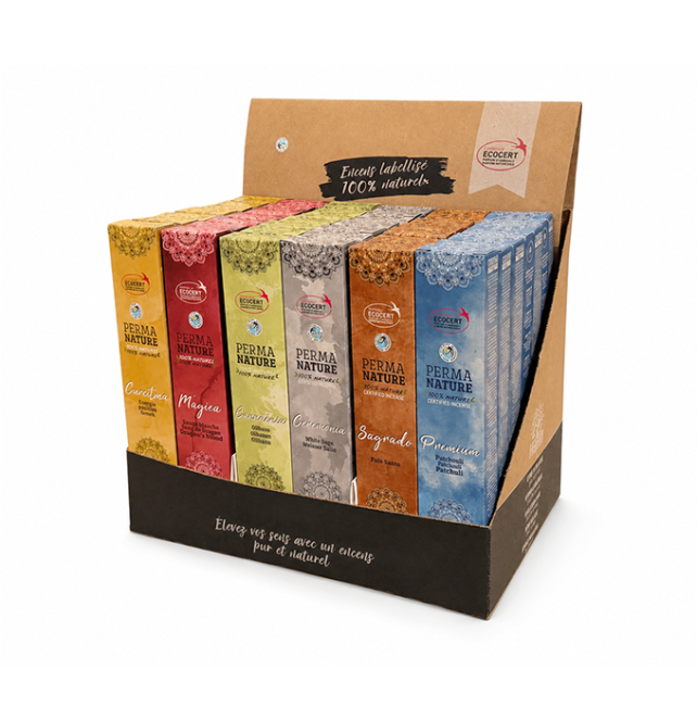 incenso em Expositor de Incenso Perma-Nature Ecocert Fair Trade 42 unid.