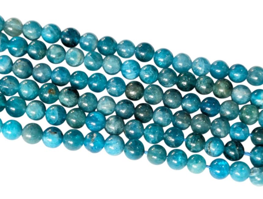 Contas de apatita azul A+ de 5,5 mm em fio de 40 cm.