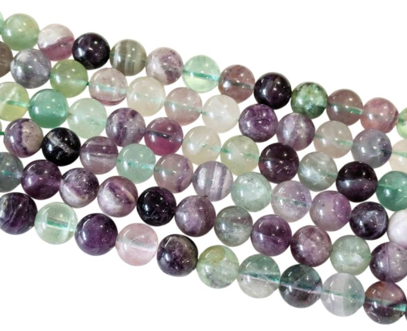 Contas de fluorita A+ de 10 mm em fio de 40 cm.