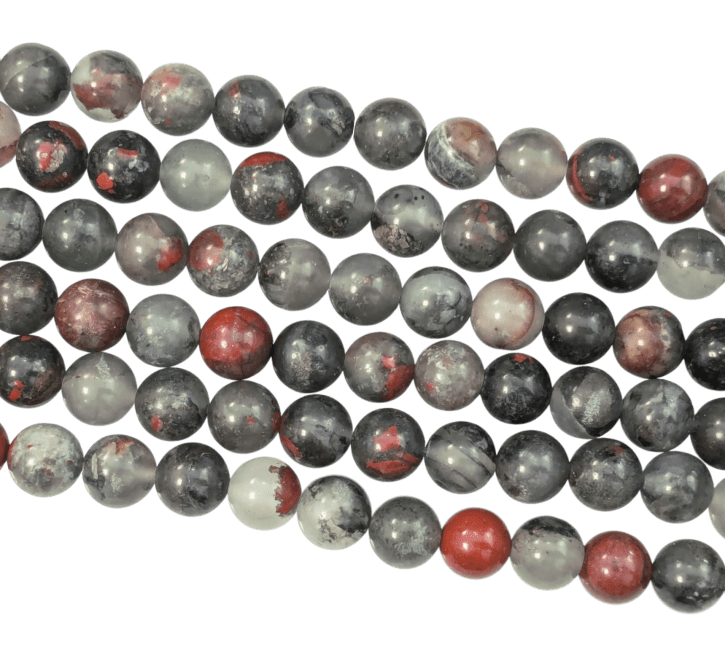 Fio de Contas Redondas de Jaspe Heliotrópio Bloodstone A 10mm