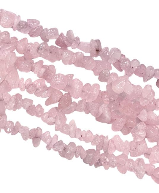 incenso em Lascas de quartzo rosa A de 5 a 8 mm em fio de 80 cm