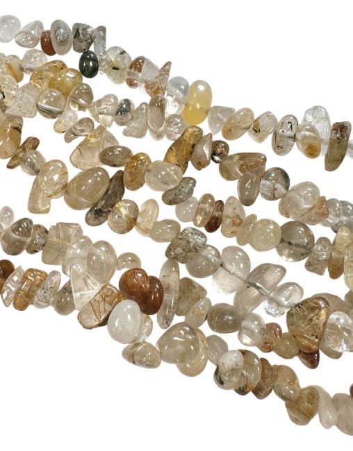 incenso em Cristal de Quartzo Pedra Rutilo lascas 3-8mm em fio 80cm