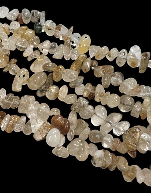 incenso em Cristal de Quartzo Pedra Rutilo lascas 3-8mm em fio 80cm|pt