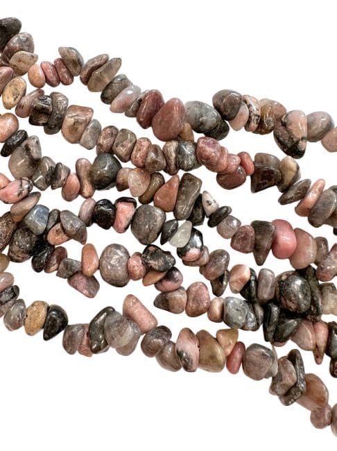 incenso em Rodonite em lascas 3-8mm em arame 80cm