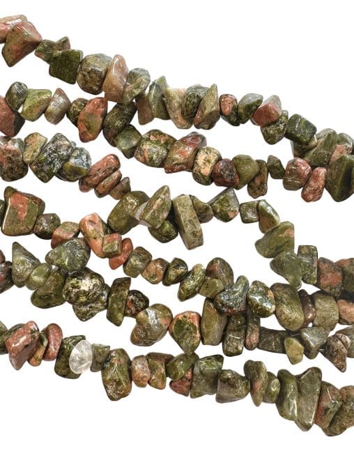 incenso em Unakite em lascas 3-8mm em arame 80cm
