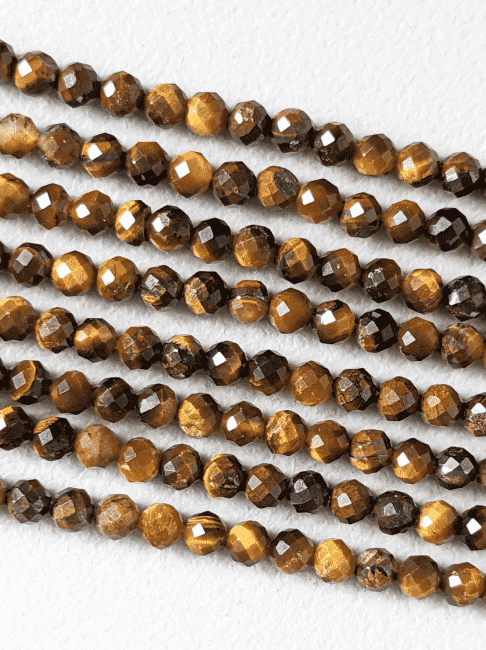 incenso em Olho de tigre Contas facetadas A+ 3-4mm em arame 40cm