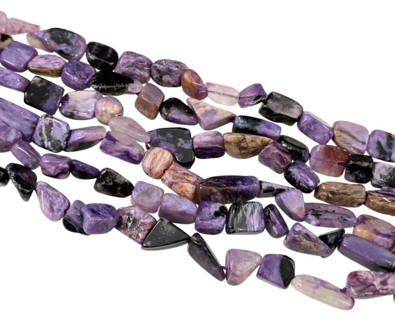 incenso em Charoite AA Pedras roladas em fio 6-15mm 40cm