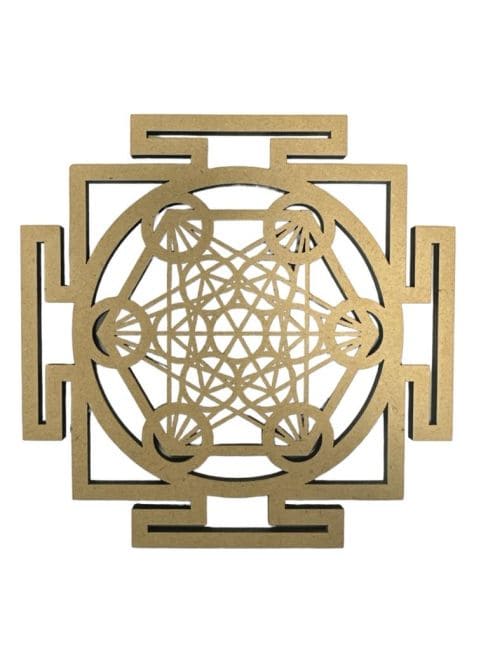 Placa de madeira Metatron Sri Yantra 15cm