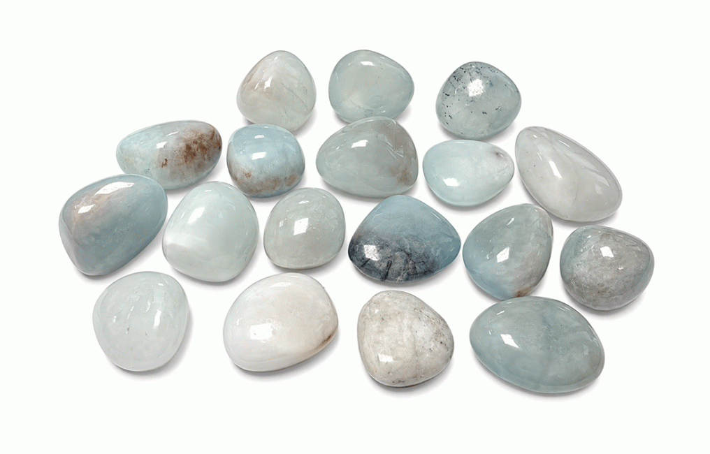 incenso em Pedras laminadas Aquamarine A 2-3cm 250g
