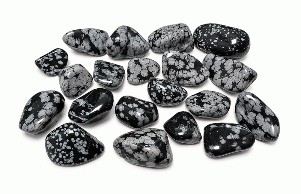 incenso em Obsidiana Floco de Neve A Pedras Roladas 2-3cm 250g