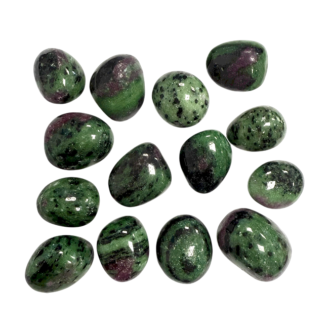 Pedras roladas de rubi zoisita AA, 250g