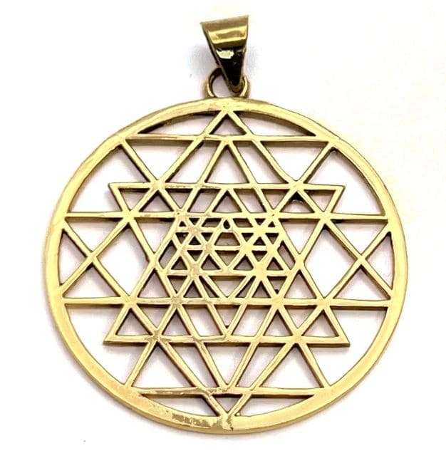 incenso em Pendente Mandala Bronze Sri Yantra 4cm