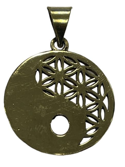 incenso em Pingente de latão flor da vida ying yang 2,5cm