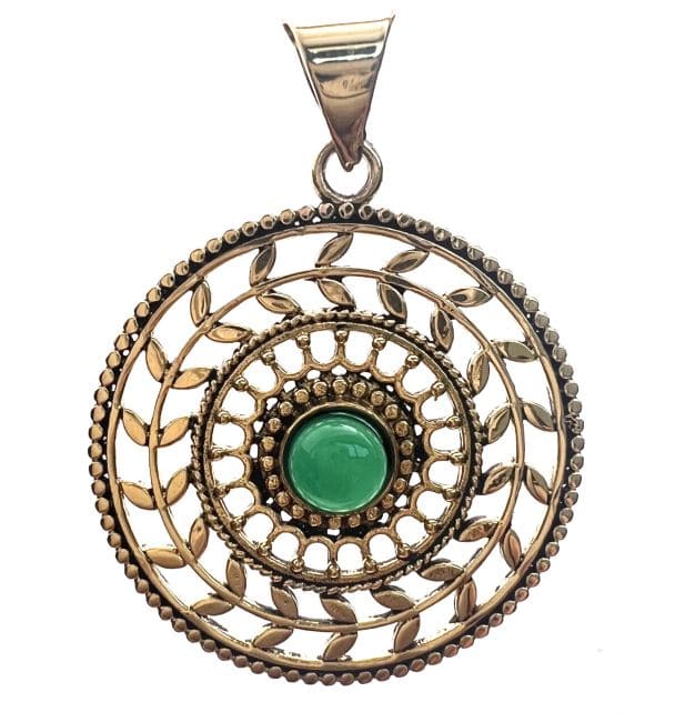 incenso em Pendente em bronze com pedras semi-preciosas 3,5cm