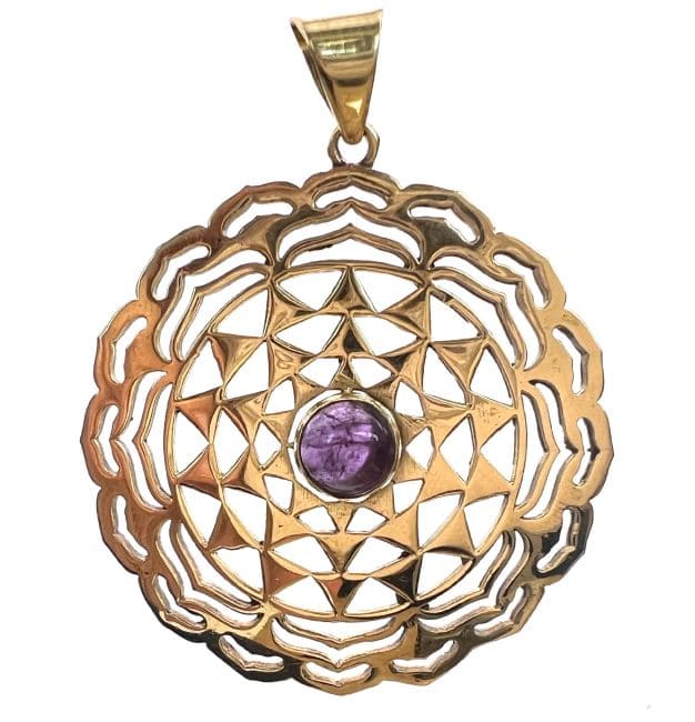 incenso em Pendente em bronze com pedras semi-preciosas 4cm