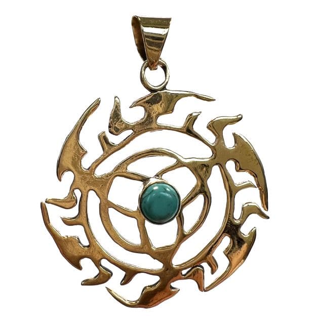 incenso em Pendente de Bronze Trisquette com pedra semi-preciosa 4cm