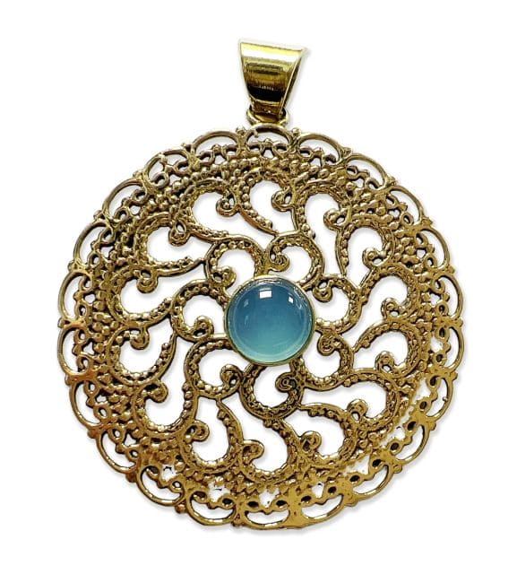 incenso em Pendente de bronze com pedra semi-preciosa