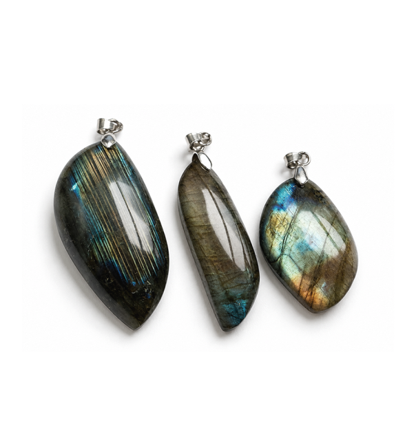 incenso em Pingentes de Labradorite AA Formas Livres x3