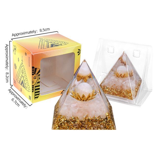 incenso em Pirâmide de orgonite, quartzo rosa, lótus|pt