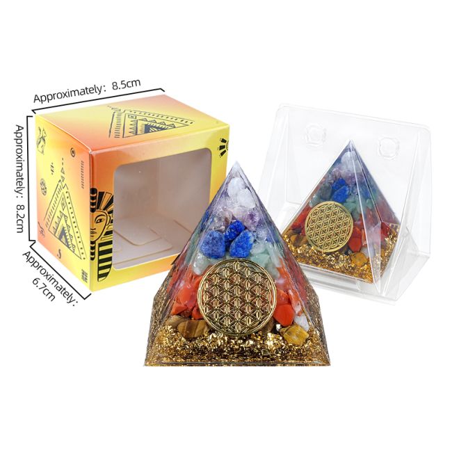 incenso em Pirâmide de Orgonite 7 Chakras Flor da Vida|pt