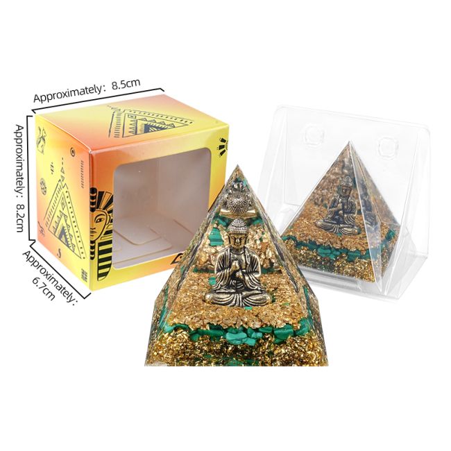 incenso em Pirâmide de Orgonite Buda + Malaquita|pt