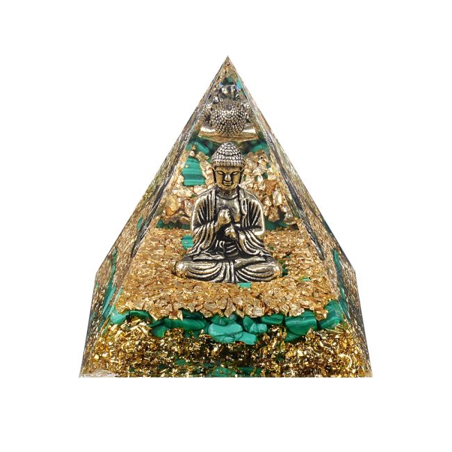 incenso em Pirâmide de Orgonite Buda + Malaquita