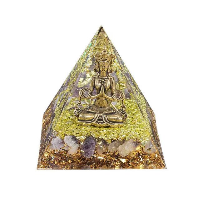 incenso em Pirâmide de Orgonite Shiva + Ametista