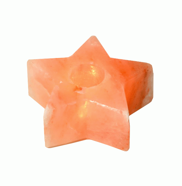 Castiçal em forma de estrela de cristal de sal natural 1,2kg