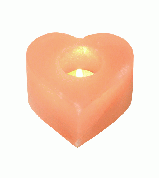 Porta-velas em forma de coração com cristal de sal natural, 0,75 kg