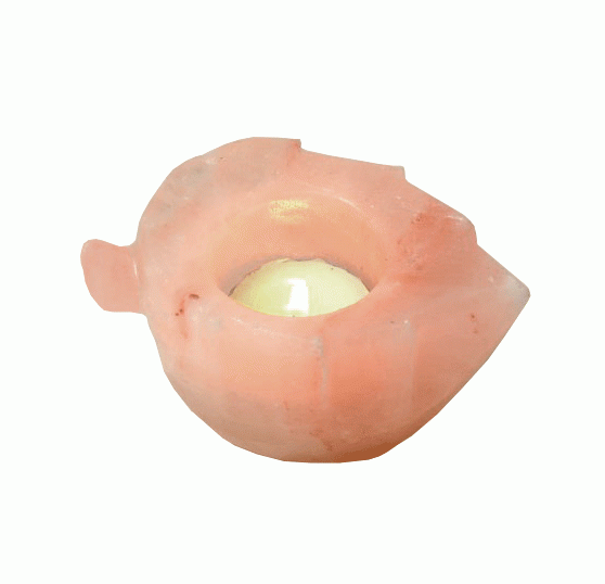 Suporte para vela em formato de folha de cristal de sal natural 400g