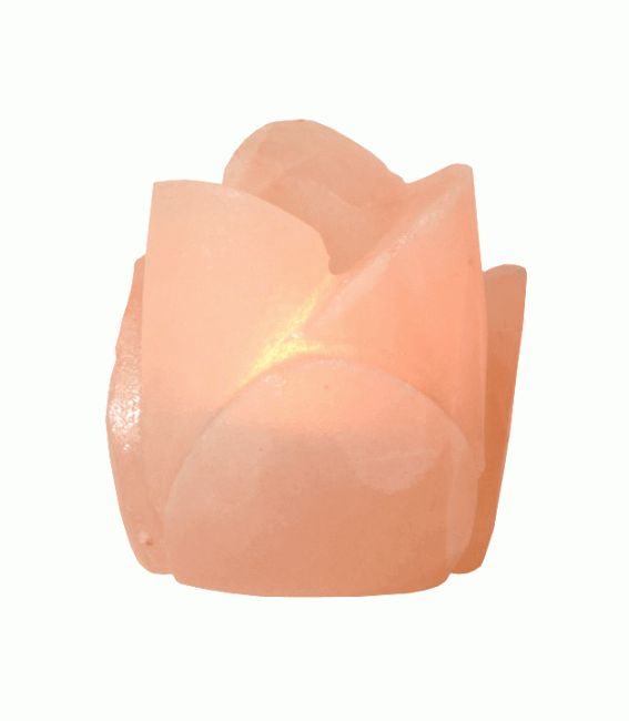 Porta-velas de cristal de sal natural rosa 300g