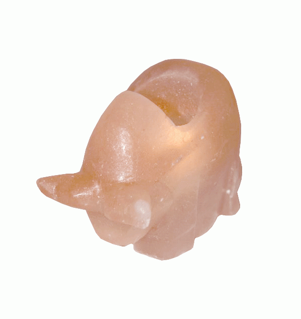 Castiçal de cristal de sal natural, formato de touro, 1kg