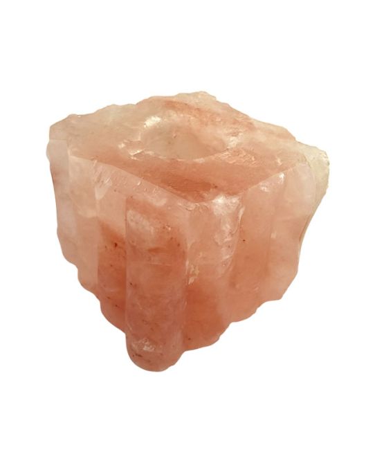 Suporte para vela de bambu com cristal de sal natural, 1-2-1,5 kg