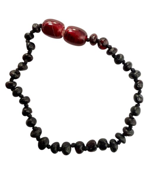 incenso em Pulseira de bebê em âmbar báltico com fecho de rosca e detalhe de cereja.|pt