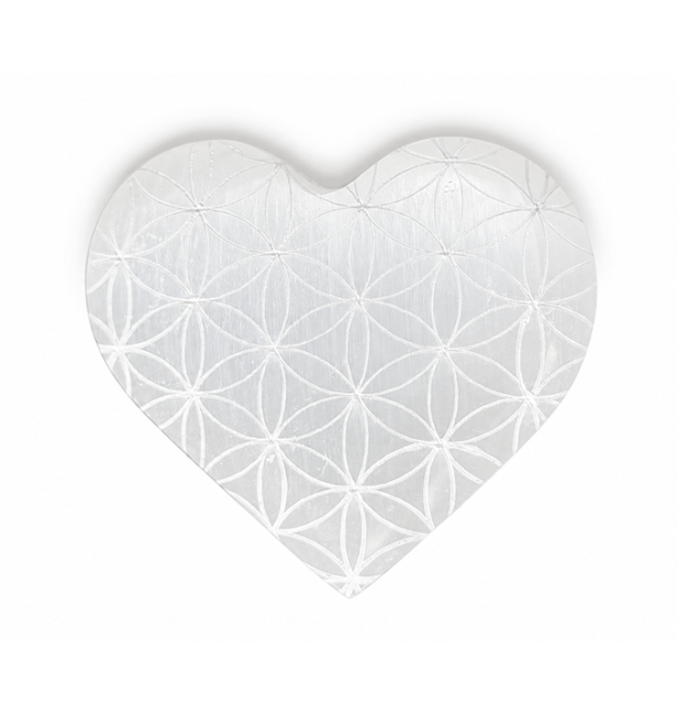 Coração em Selenite Flor da Vida 6.5cm 110g
