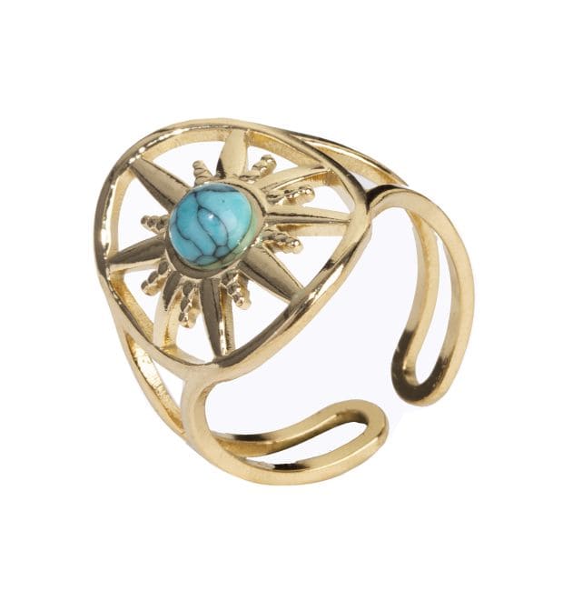 Anel Ajustável Dourado em Aço Inoxidável Turquenite Sun A