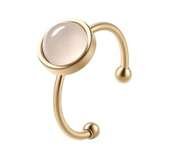 incenso em Anel de Quartzo Rosa – Aço Inoxidável Banhado a Ouro