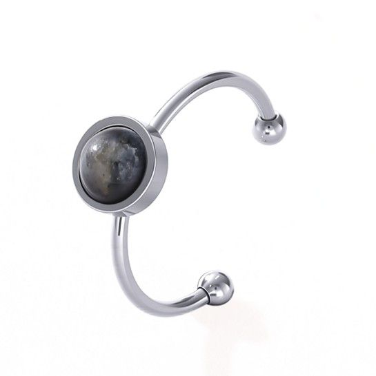 Anel Larvikite – Aço Inoxidável Prateado