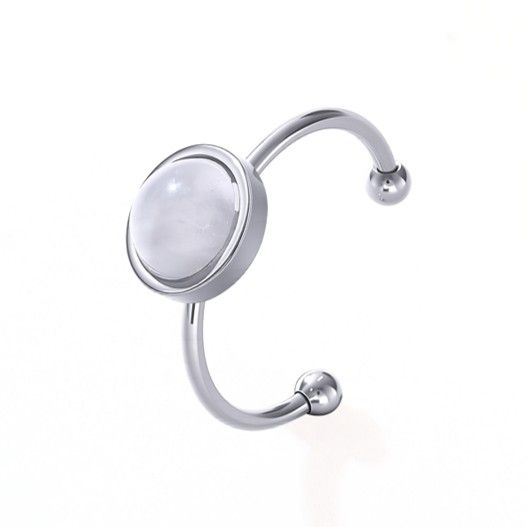 incenso em Anel de Quartzo Rosa – Aço Inoxidável Prateado