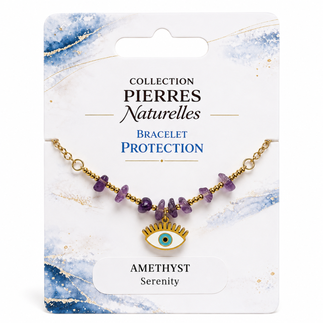 Pulseira de Proteção AA com Ametista – Mau Olhado