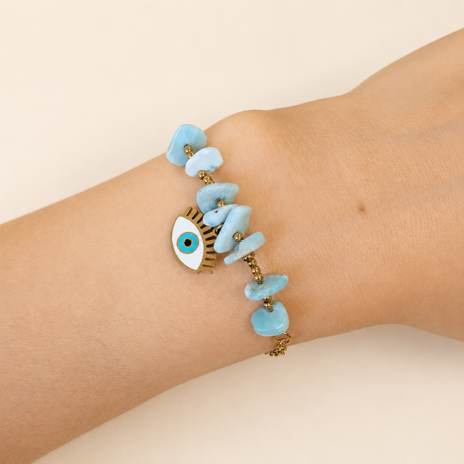 incenso em Pulseira de Larimar AA para Proteção contra Mau Olhado