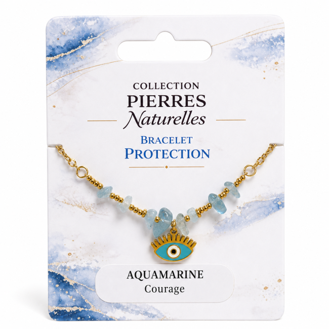 Pulseira de Proteção em Água-Marinha AA – Mau-Olhado