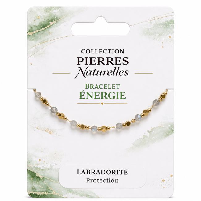 incenso em Pulseira Energética AA de Labradorita – Contas Douradas