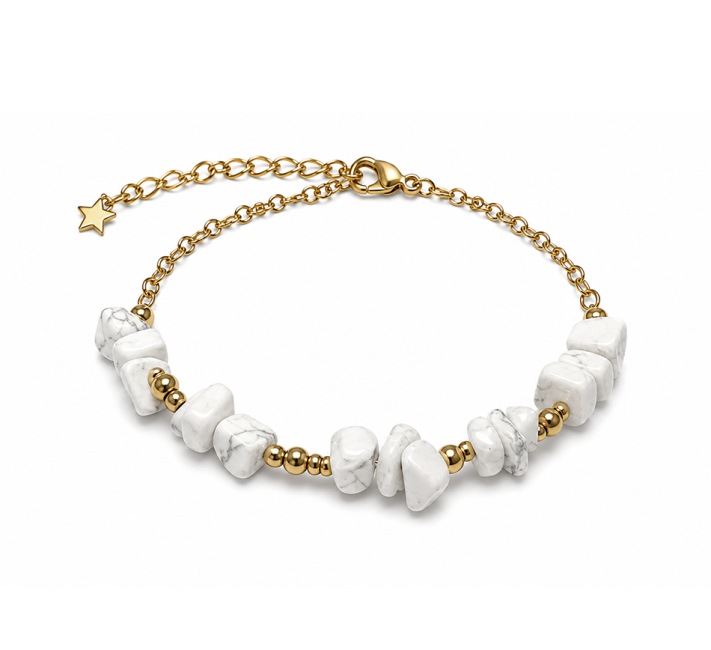Pulseira Energética em Howlita A – Fragmentos de Pedra