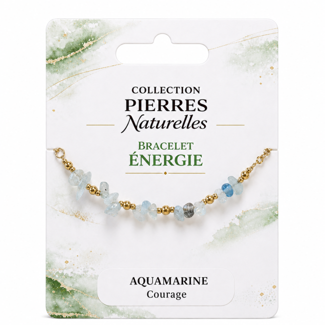 incenso em Pulseira Energia em Água-Marinha A+ – Fragmentos de Pedra