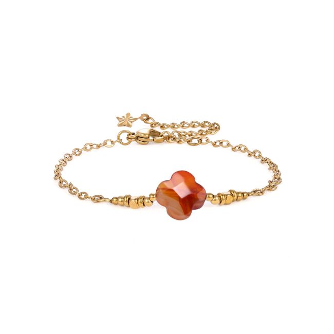 Pulseira da Sorte em Cornalina A – Trevo