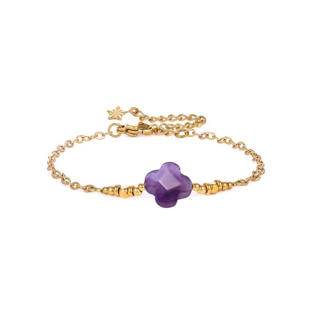 Pulseira da Sorte em Ametista A – Trevo