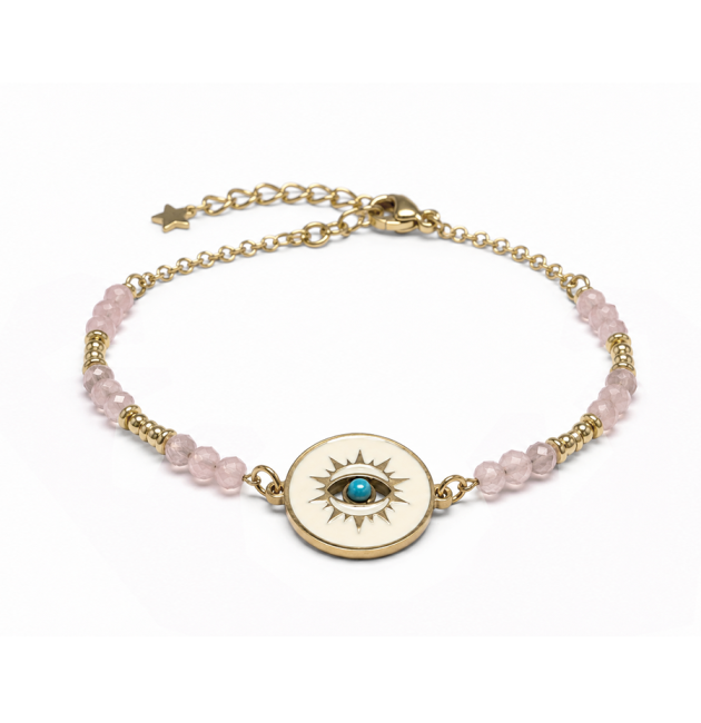 incenso em Pulseira de Proteção em Quartzo Rosa A – Medalhão Olho Protetor|pt