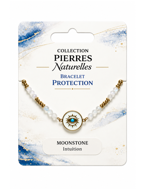 incenso em Pulseira de proteção com pedra da lua branca – Medalhão protetor para os olhos